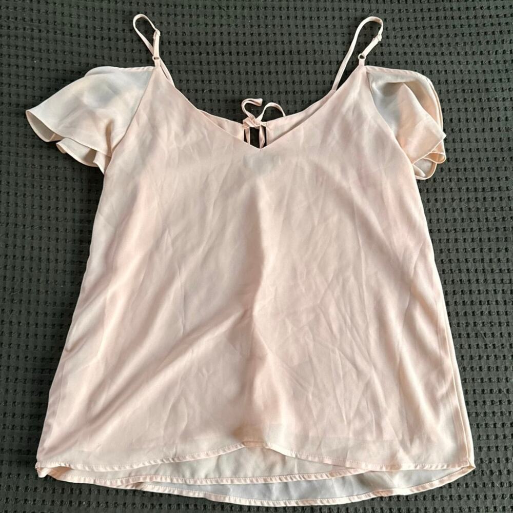 Blush pink off the shoulder blouse